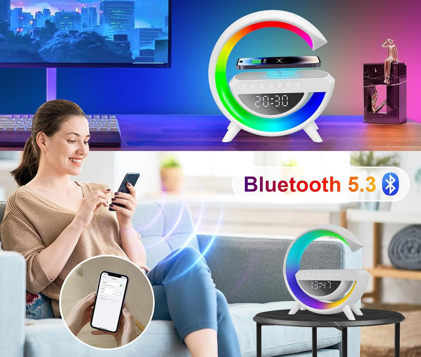 Altavoz Bluetooth G 3 en 1 + Cargador inalámbrico + Lámpara Led